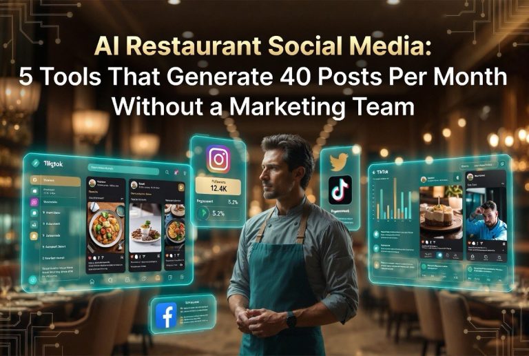 AI-powered social media strategy for restaurants with holographic displays