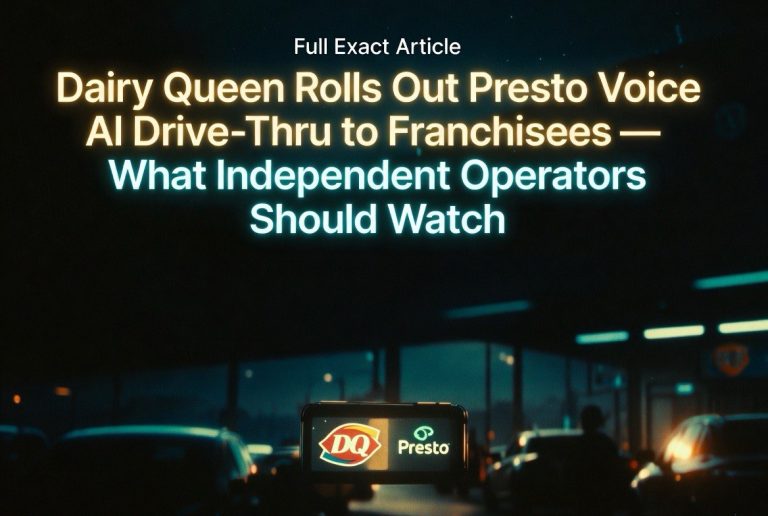 Dairy Queen Rolls Out Presto Voice AI Drive-Thru to Franchisees — What Independent Operators Should Watch