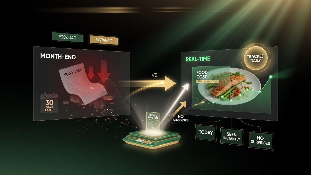 Real-time food cost vs end-of-month reporting