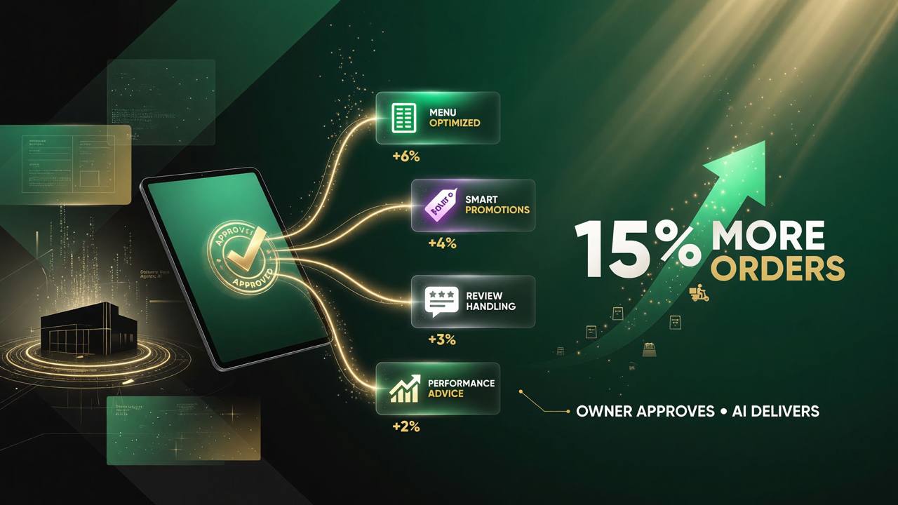 How Delivery Hero AI assistant drives a 15% order increase: menu optimization +6%, smart promotions +4%, review handling +3%, performance advice +2%
