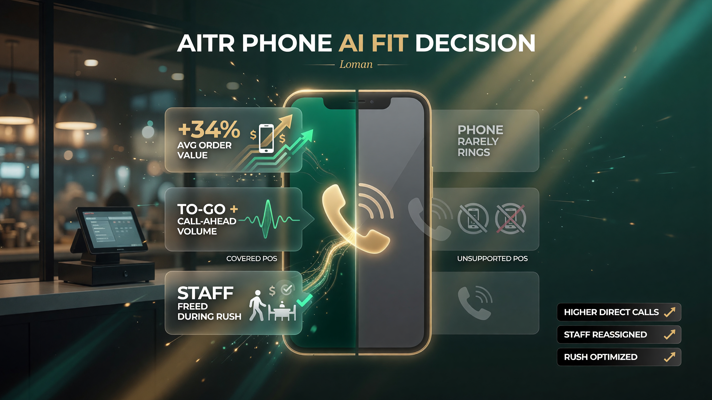 Loman fit decision strong fit when phone rings with to-go volume on covered POS versus weak fit