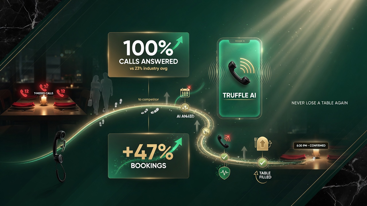 Truffle AI 100 percent calls answered versus 23 percent industry average plus 47 percent bookings