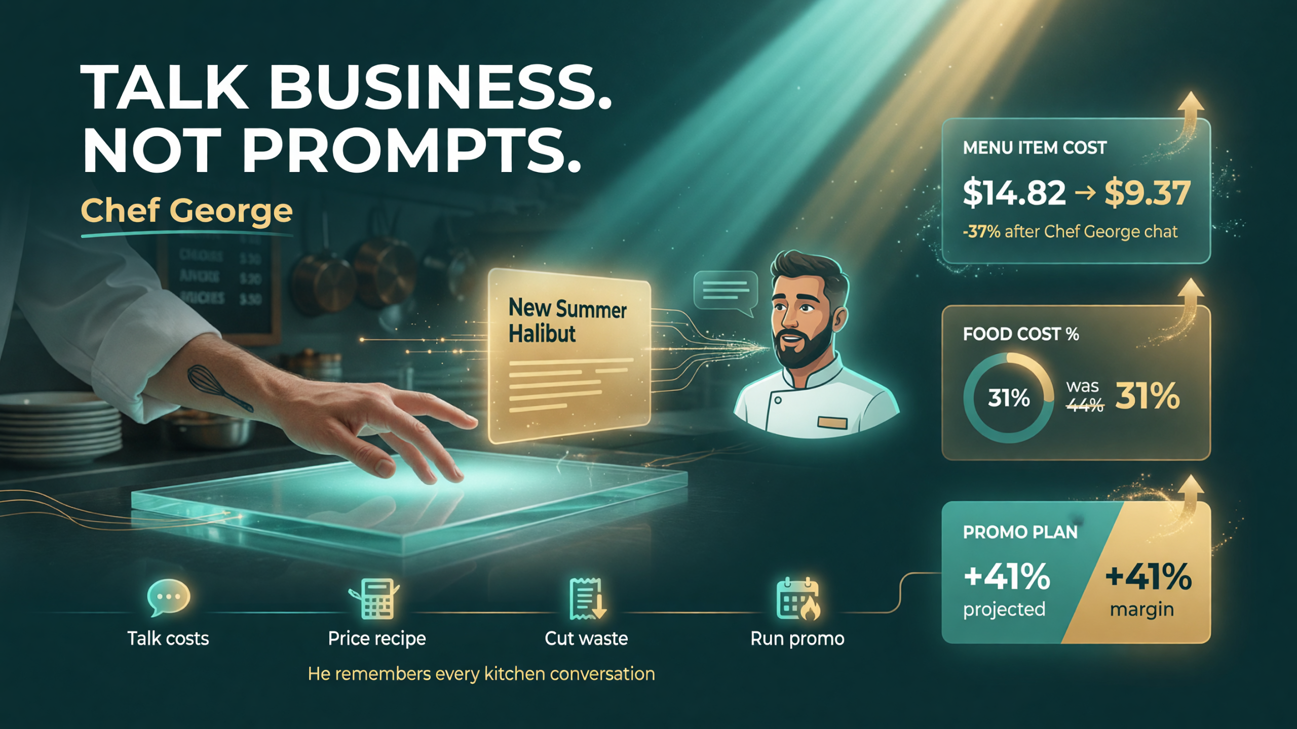 Chef-iT Chef George conversational AI helps restaurant owners with menu costing pricing and food cost