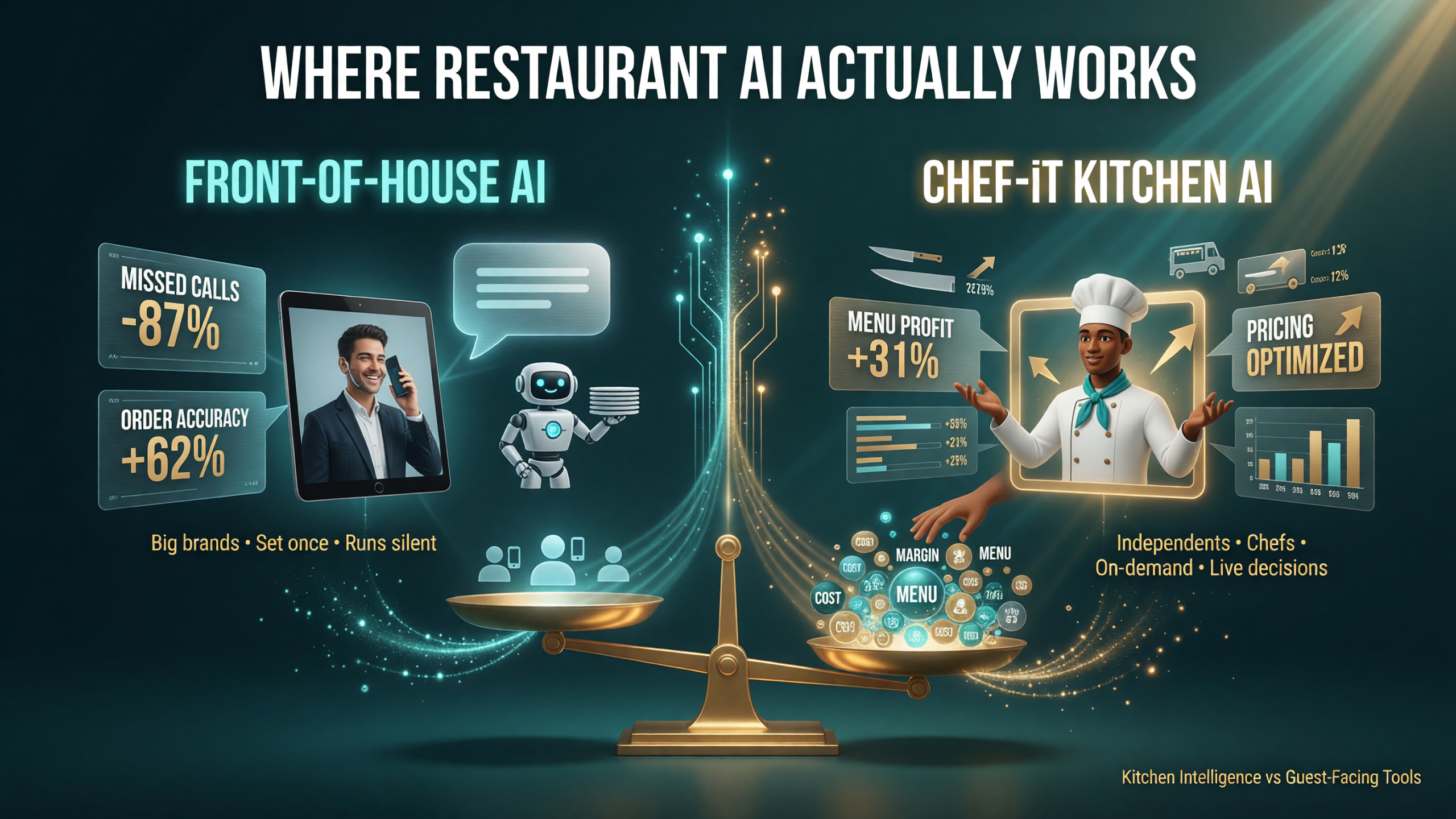 Chef-iT kitchen and business AI vs typical front-of-house restaurant AI comparison
