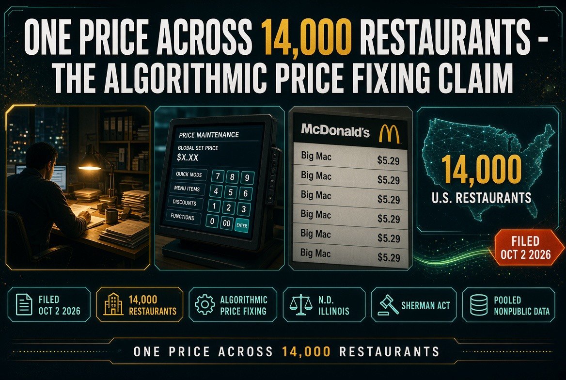Infographic showing one price across 14,000 US restaurants via an algorithmic pricing engine