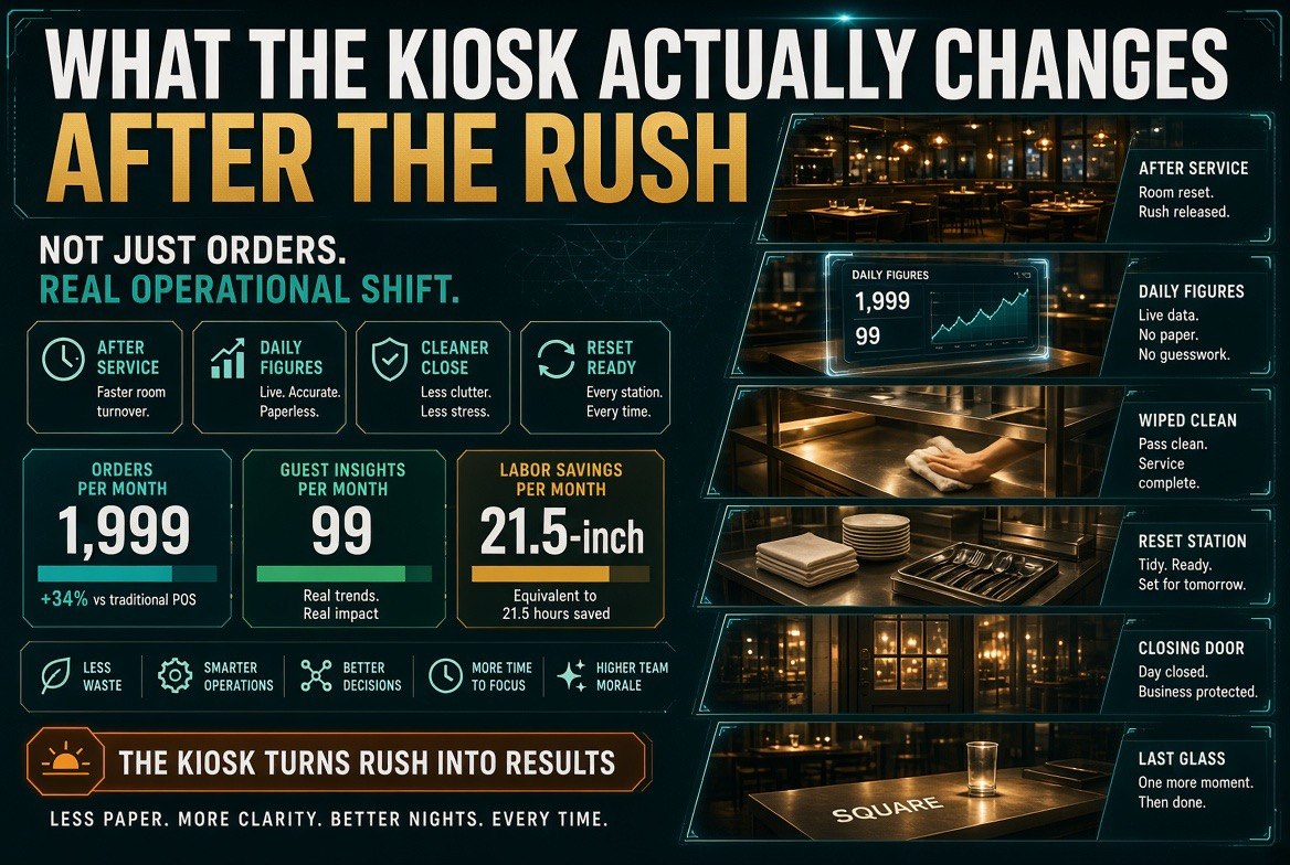 What the kiosk changes after the rush: closing sequence