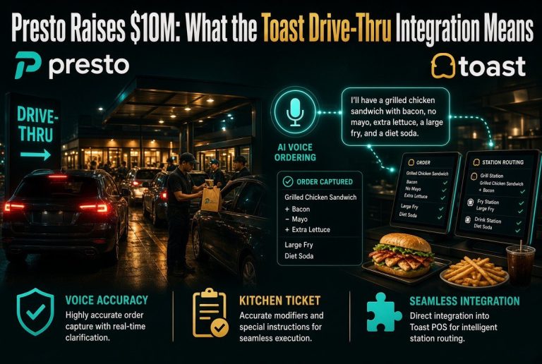 Presto $10M raise and Toast POS drive-thru voice ordering integration