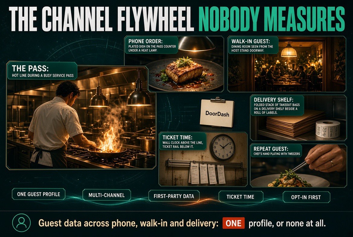 Restaurant guest data flowing across phone orders, walk-ins, the service pass and delivery into one guest profile