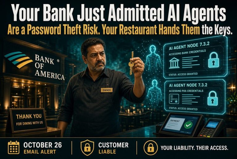Your Bank Just Admitted AI Agents Are a Password Theft Risk. Your Restaurant Hands Them the Keys.